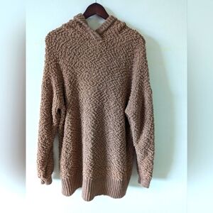 Zenana hoodie marshmallow sweater| ribbed cuffs and hem| popcorn knit size large